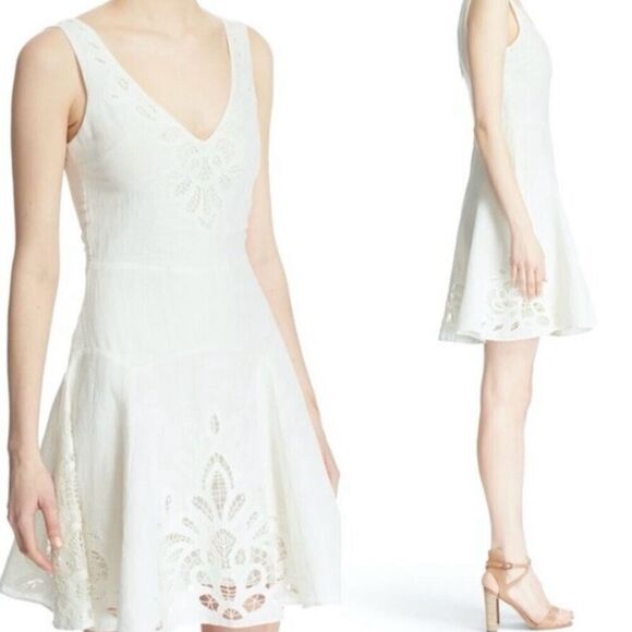 Joie white linen blend lace fit and flare dress 12 - Picture 11 of 11